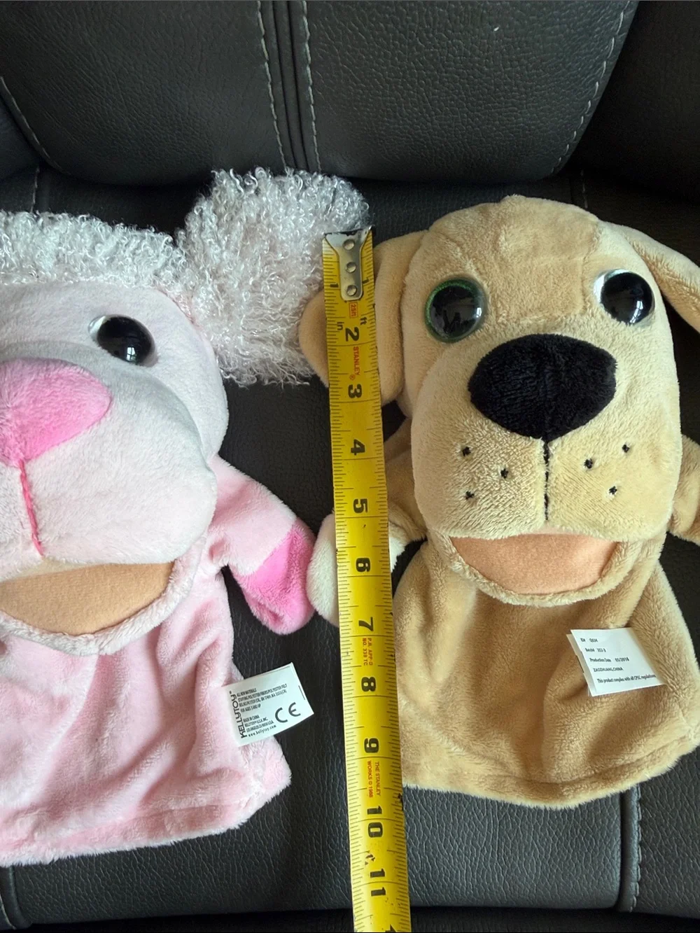Set of Two Plush Puppy Puppets